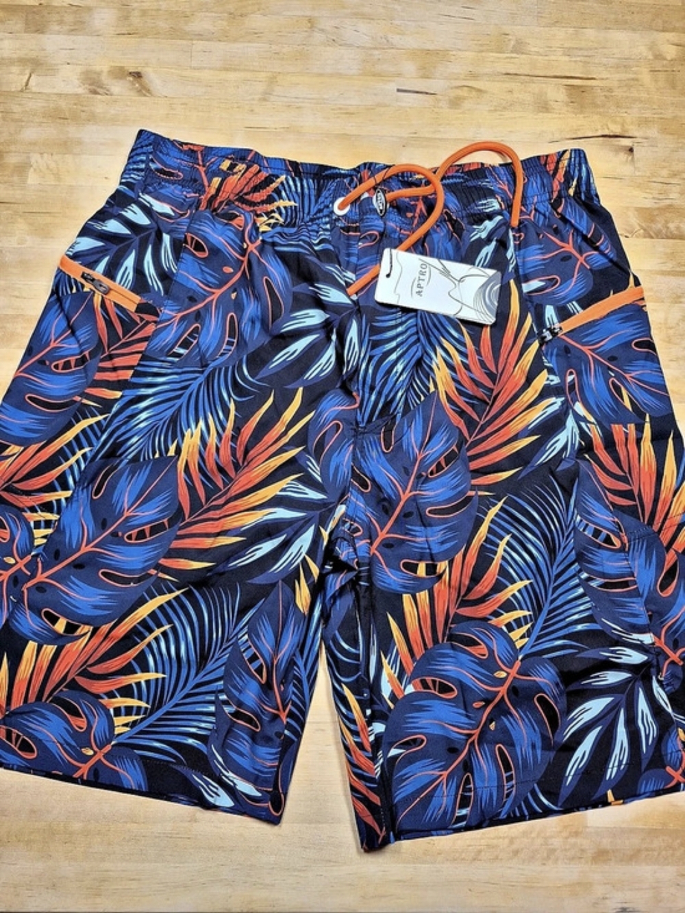 APTRO Men's Quick Dry Swim Trunks with Zipper Pockets Quick Dry Large
